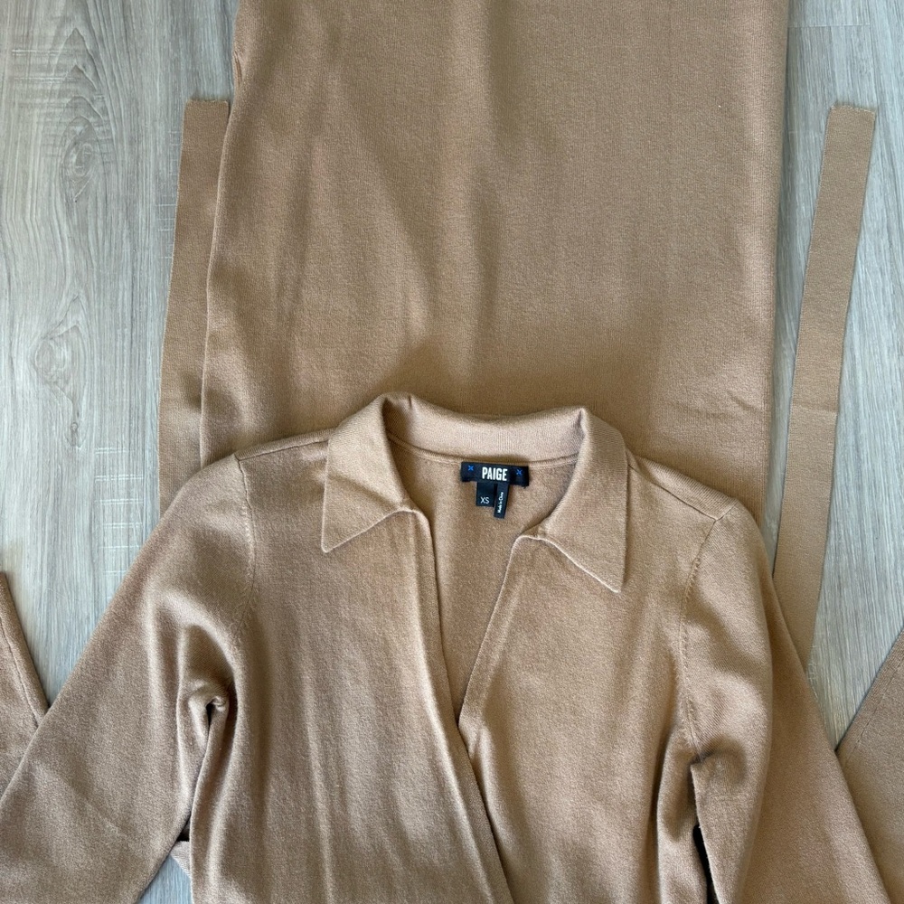 PAIGE Carmen Sweater Dress Color Deep Camel ๐ช Size XS - Picture 8 of 12